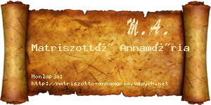 Matriszottó Annamária névjegykártya